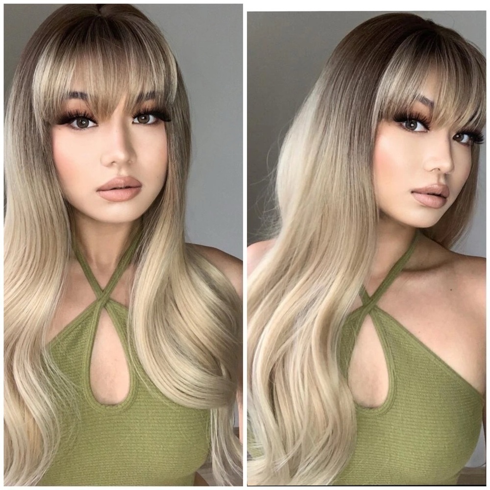 24 “dark roots blonde balayage wig